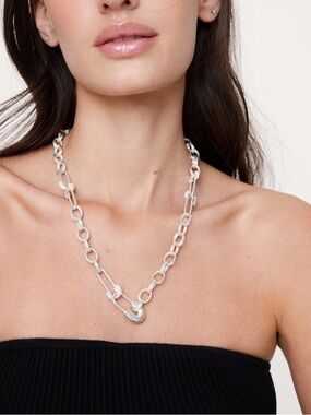 RHINESTONE SAFETY PIN CHAIN NECKLACE